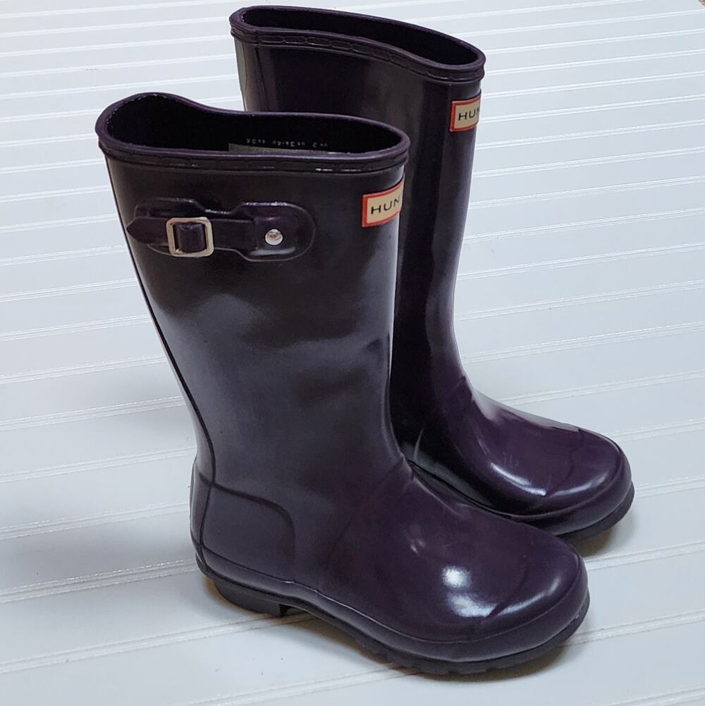 Hunter Youth Original Waterproof Dark Purple Rain Boots Size 3B/4G